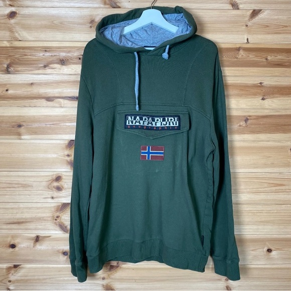 Napapijri Burgee Hoodie Front Pocket Green XL - Picture 11 of 11